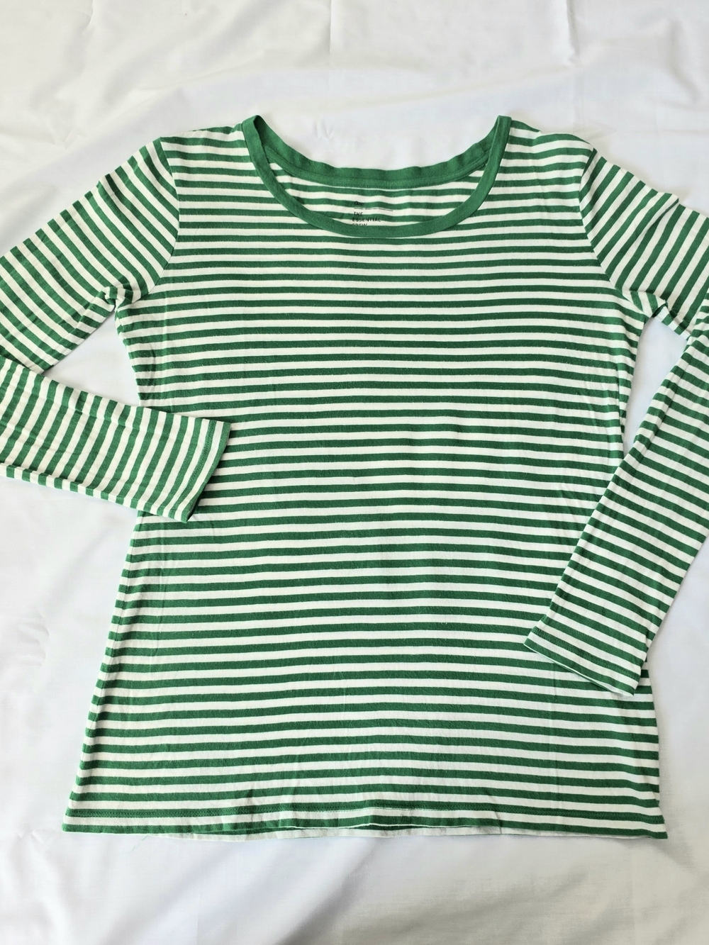 Gap The Essential Crew Long Sleeve Striped Tee – 100% Pima Cotton, Size XS